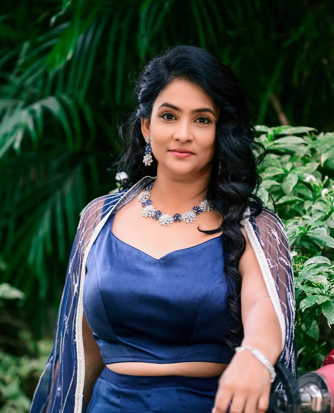 TELUGU ACTRESS GAYATRI BHARGAVI IN BLUE LEHENGA CHOLI